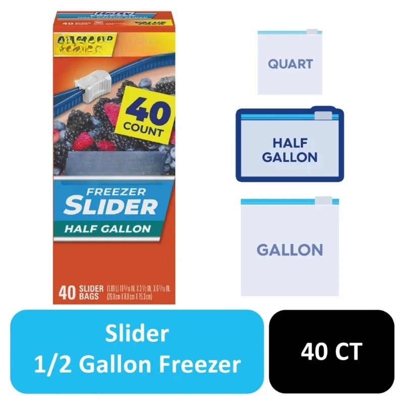 

Best.Slider Freezer Kitchen Storage Bags, Half gallon Size, 40 Count.NEW .HOME..Innovative