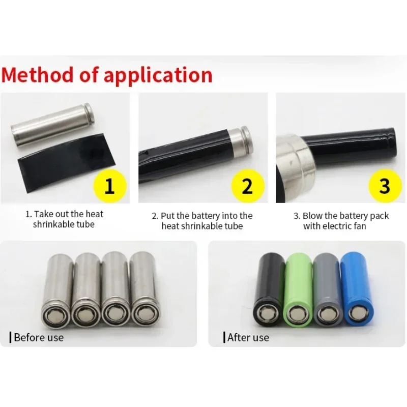 50~2000Pcs 18650/21700/26650 Battery Film PVC Heat Shrink Tube Precut Shrinkable Sleeve Tubing Protect Pipe Cover for Batteries