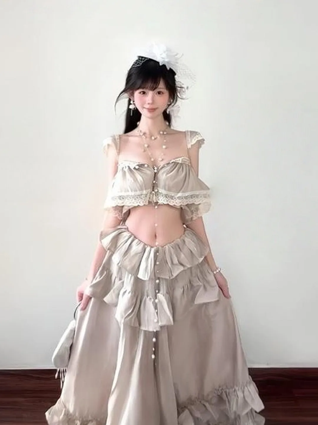 

Chic Summer Outfit Set Women's Gentle Style Top And Skirt Two-Piece Set Comfortable High Waist Long Skirt Breathable Cotton