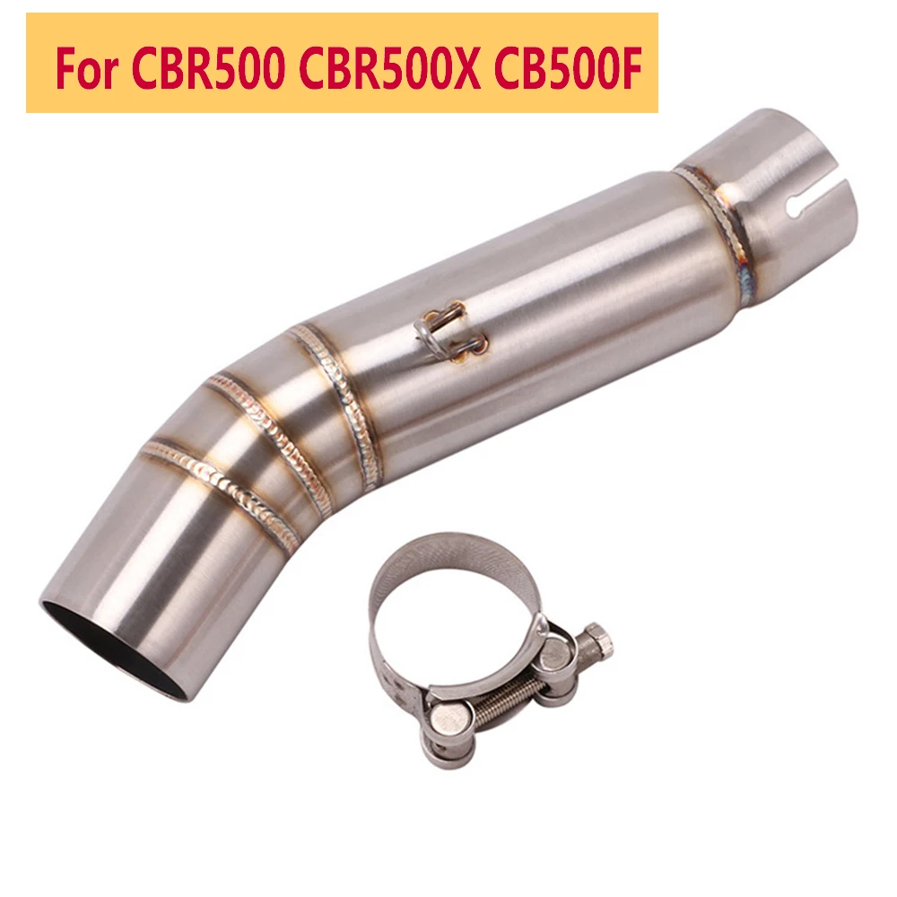 

Motorcycle Exhaust System Middle Connect Section Link Pipe for Honda CB500F CBR500 CB500XSlip On 51mm Baffler Stainless Steel