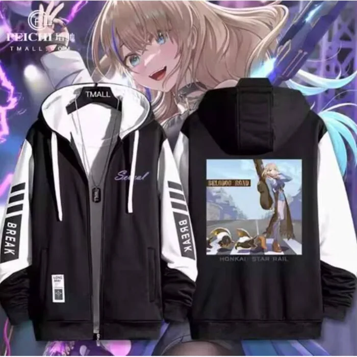 

Anime Honkai: Star Rail Serval Hooded Hoodie Cosplay Autumn Winter Men Women Coat Loose Jacket Tops anime
