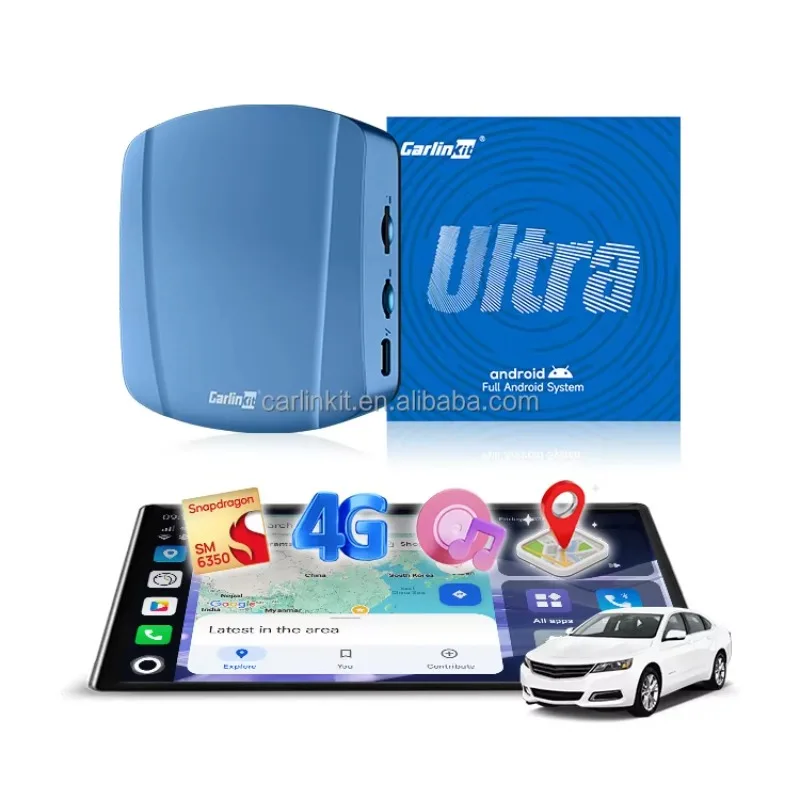 Carlinkit 8g 128G 512GB Tbox Ultra SM6350 5GHZ Carplay ワイヤレスアダプター Android 15 Car Play Android Auto Ai Box ドングル (Apple対応)