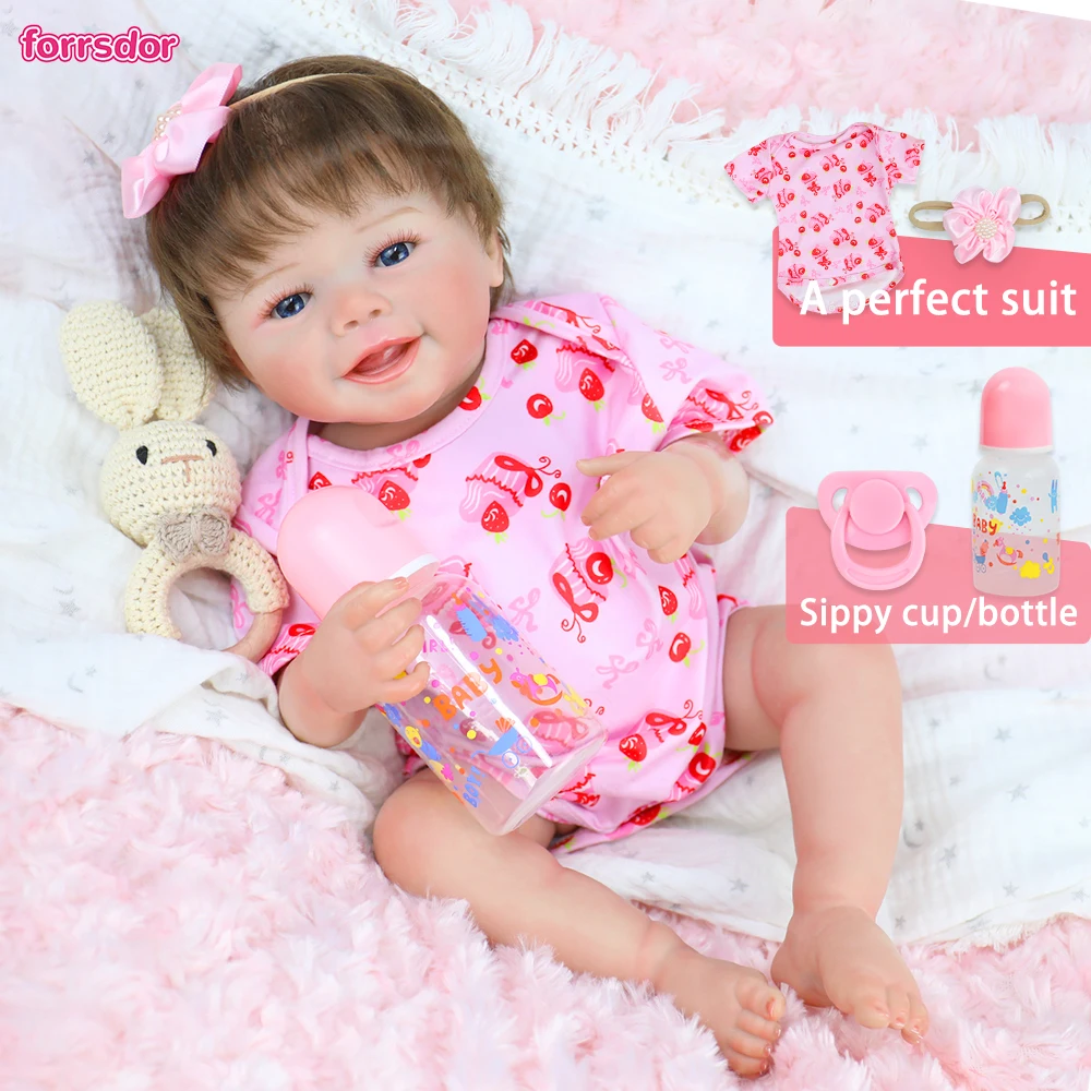 

19-дюймовые реалистичные куклы реборн с мягкими на ощупь волосами рук, многослойные 3D рисунки кожи, Рождественская игрушка в подарок для девочки