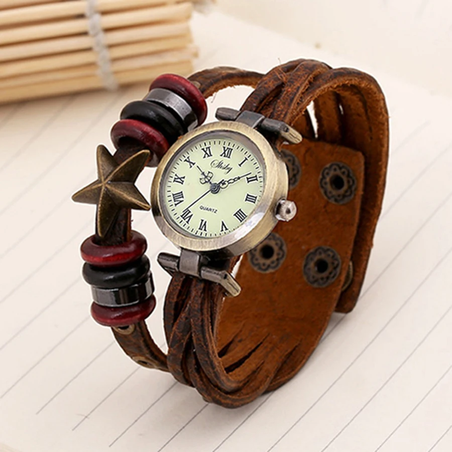 

Shsby новые женские винтажные часы с кожаным ремешком, жемчужный браслет с солнечным цветком, женские деловые часы, коричневые женские наручные часы