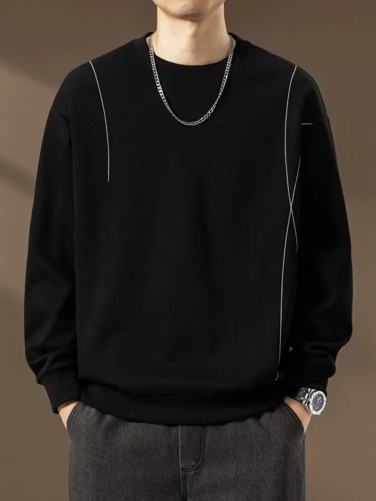 

Мужская толстовка с длинными рукавами на флисовой подкладке, зимняя теплая утолщенная повседневная толстовка свободного кроя, молодежная, удобная, универсальная.