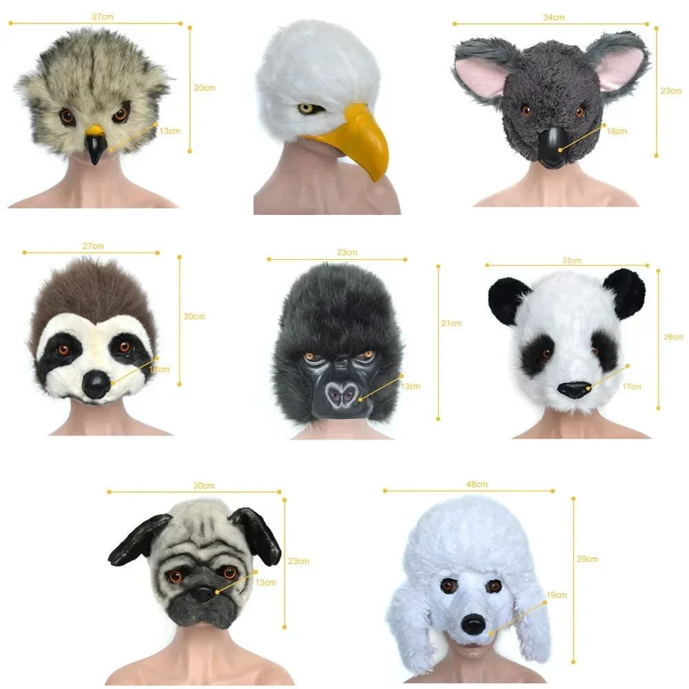 

Cosplay Plush Animal Mask Half Face Gorilla Koala Eagle Dog Role Play Halloween Prom Mask Cosplay Costume Prop Accessories Gift