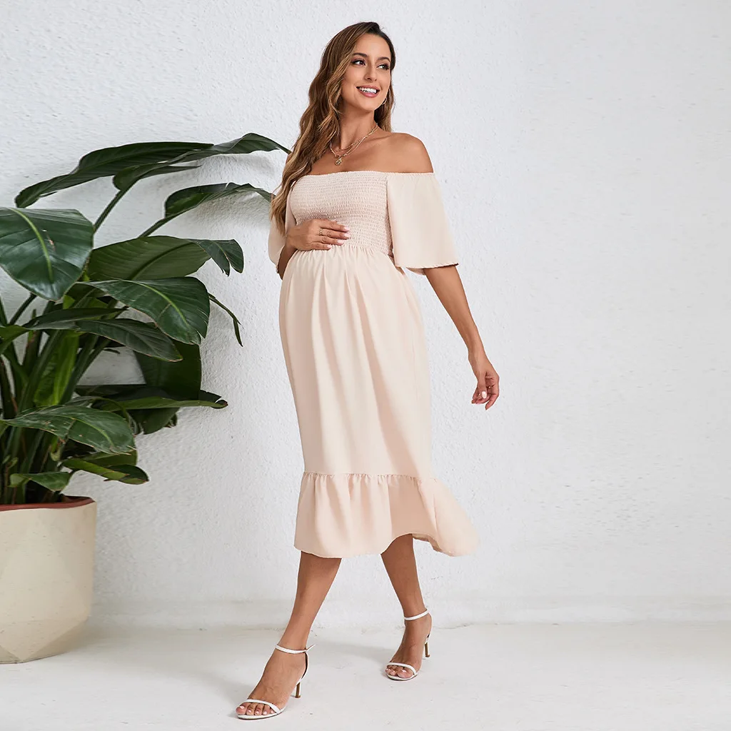 Kleid für schwangere Frauen, rosa Umstandskleid, Schwangerschaft, Babyparty, Fotografie, Premama-Kleidung, schwangere Frau, Sommerkleid