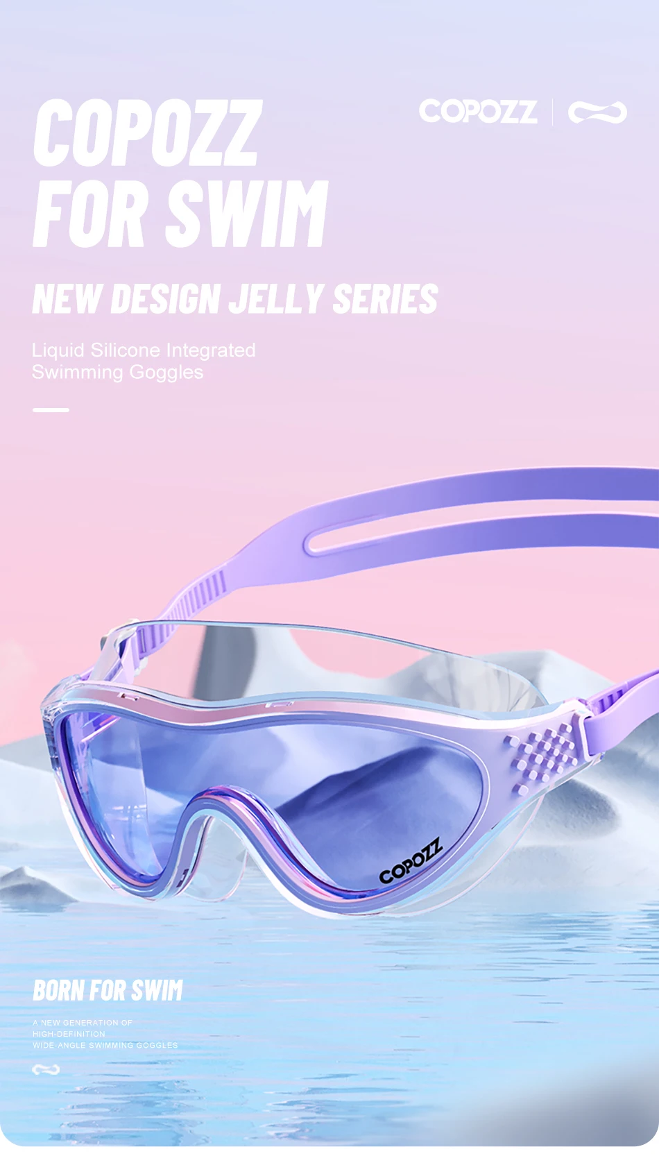 Großen Rahmen Professionelle Schwimmen Wasserdichte Food Grade Silikon Gläser Schwimmen Brillen Anti-Fog UV Erwachsene Männer Frauen Taucherbrille – Detail 1