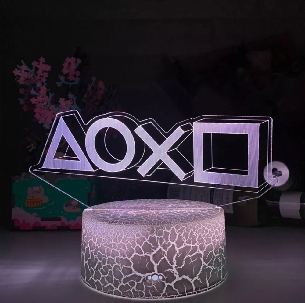 For Playstation Logo LED Game Icon Light 3D Illusion Night Lamp Cool Gaming Room Desktop Setup Light Desk Decoration Backlight