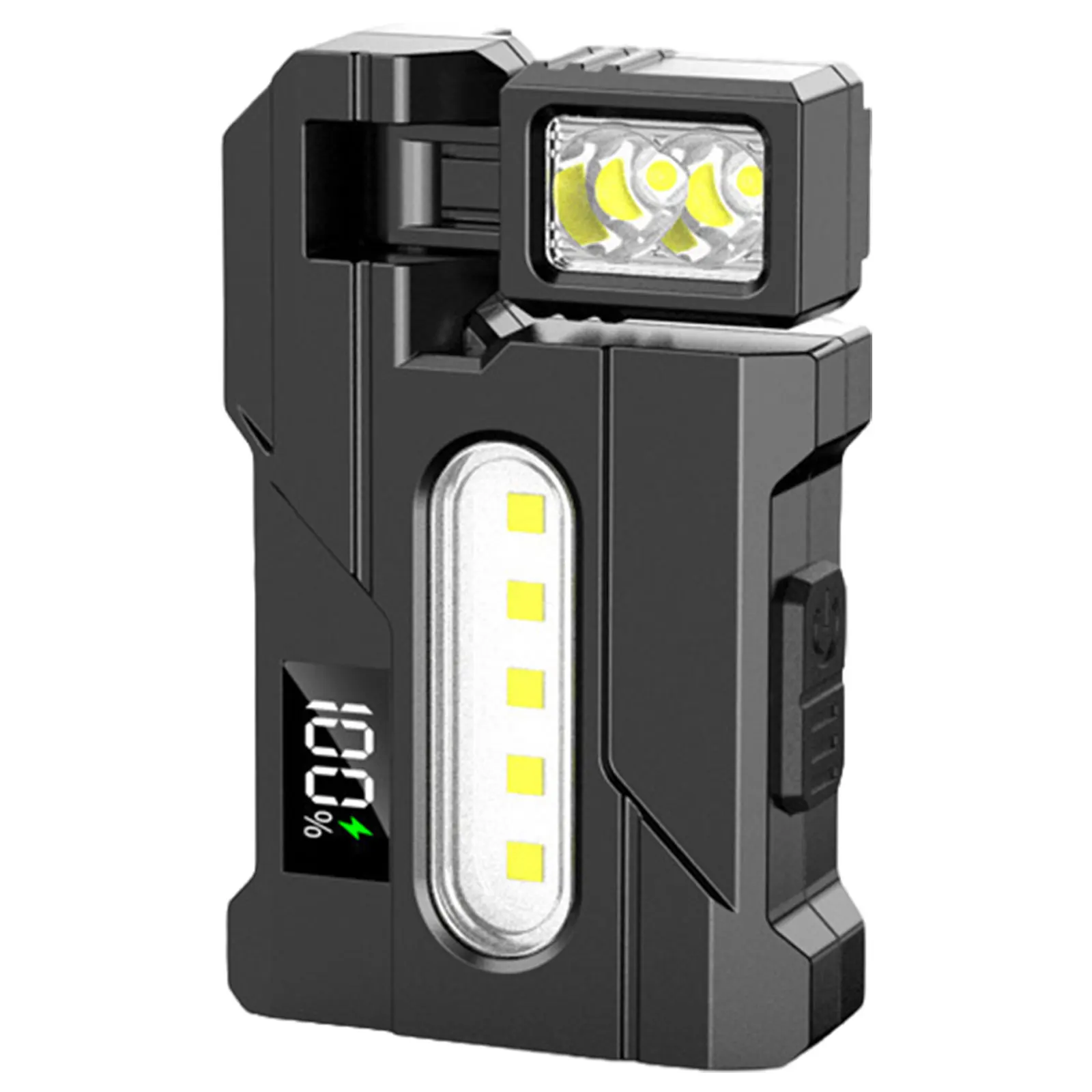 Rechargeable EDC Flashlight 1200 Lumens Magnetic Keychain Flashlight with RGB Light with Rotable Lamp Head for Home Outdoor