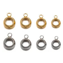 20pcs 3-5mm Stainless Steel Large Hole Spacer Hanger Link Bail Bead with Loop for DIY European Bracelet Jewelry Making Findings
