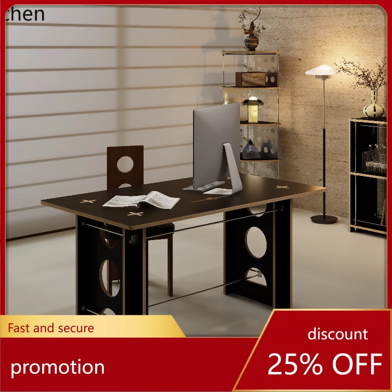 

HT Средневековый Минималистичный Баухаус Массив Дерева Океан Панель Металл Черный Офисный Стол Компьютерный Стол