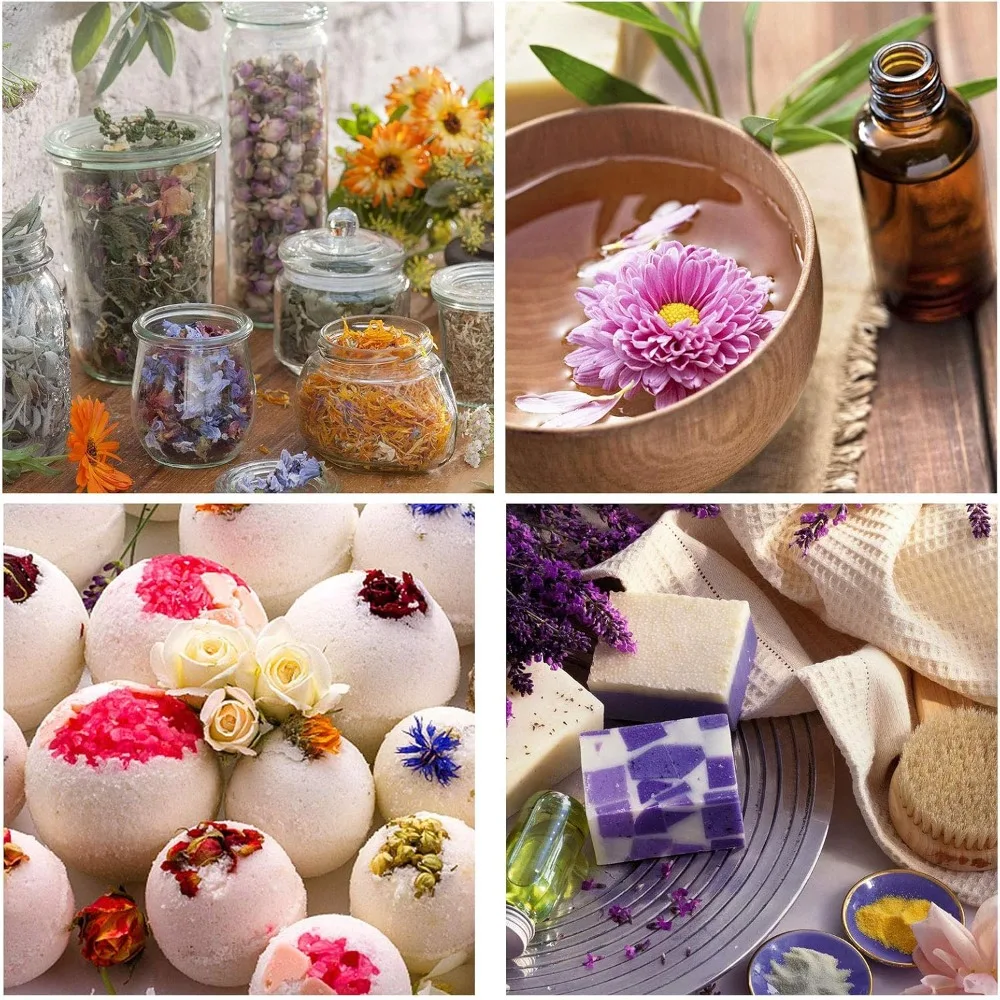 16 Bags Dried Flowers for Soap Making, DIY Candle Making, Bath - Rose Petals, Lavender, Forget Me Not, Lilium, Jasmine, Rosebuds & More view 4