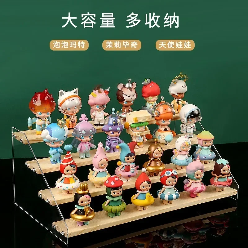 2-7 Layer Acrylic Wood Display Stand Cosmetic Perfume Cupcakes Holder Showcase Organizer Doll Mini Figure Toy Model Storage Rack