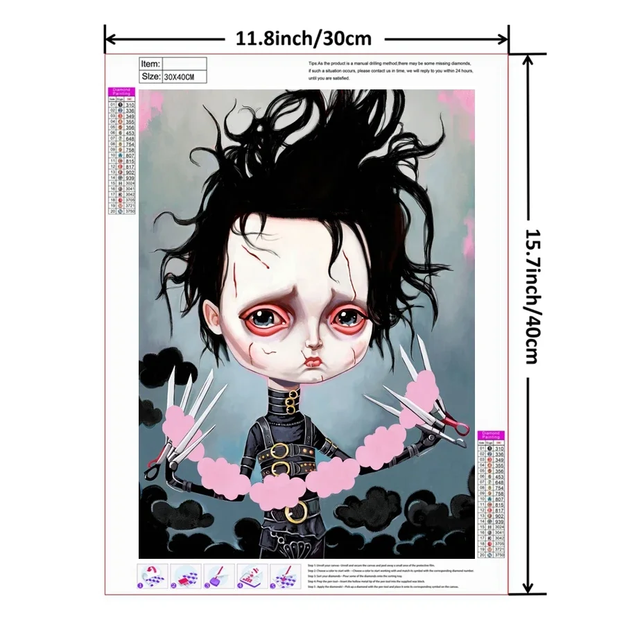 Fantasy Love Movie Edward Scissorhands Diamond Painting Kit Cross Stitch Wall Art Picture Full Round Drills Gift Home Decor