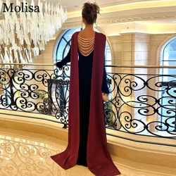 MOLISA Vermelho Veludo Arábia Saudita Vestidos de Ocasião Formal Personalizado 2024 Sereia Pérolas Vestidos de Noite Vestido de Baile فسات jalasuات