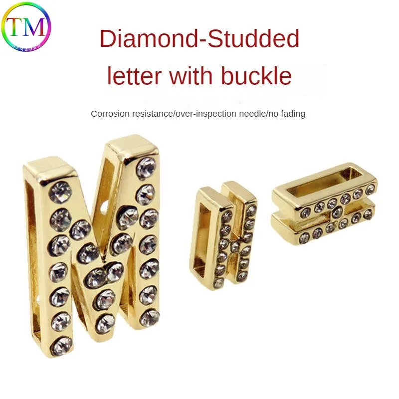 24mm High-quality Alloy Diamonded Service Bag Accessories Decorations Fashion Letters Metal Plate Model Letters For Belt Webbing