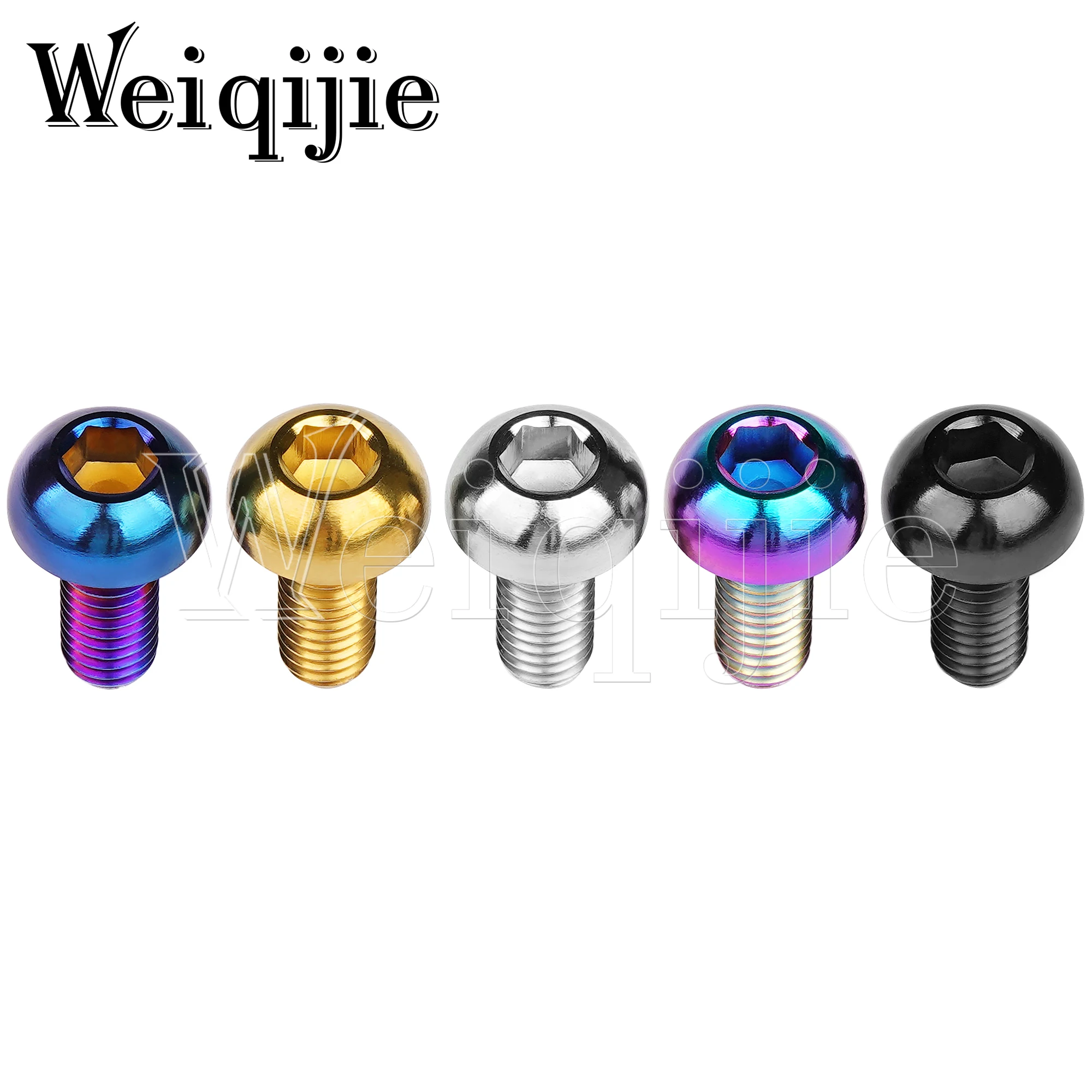 Weiqijie Titanium Screw M5x12mm Hexagon Bolt Semicircle Bicycle Head Cage Kettle Screw