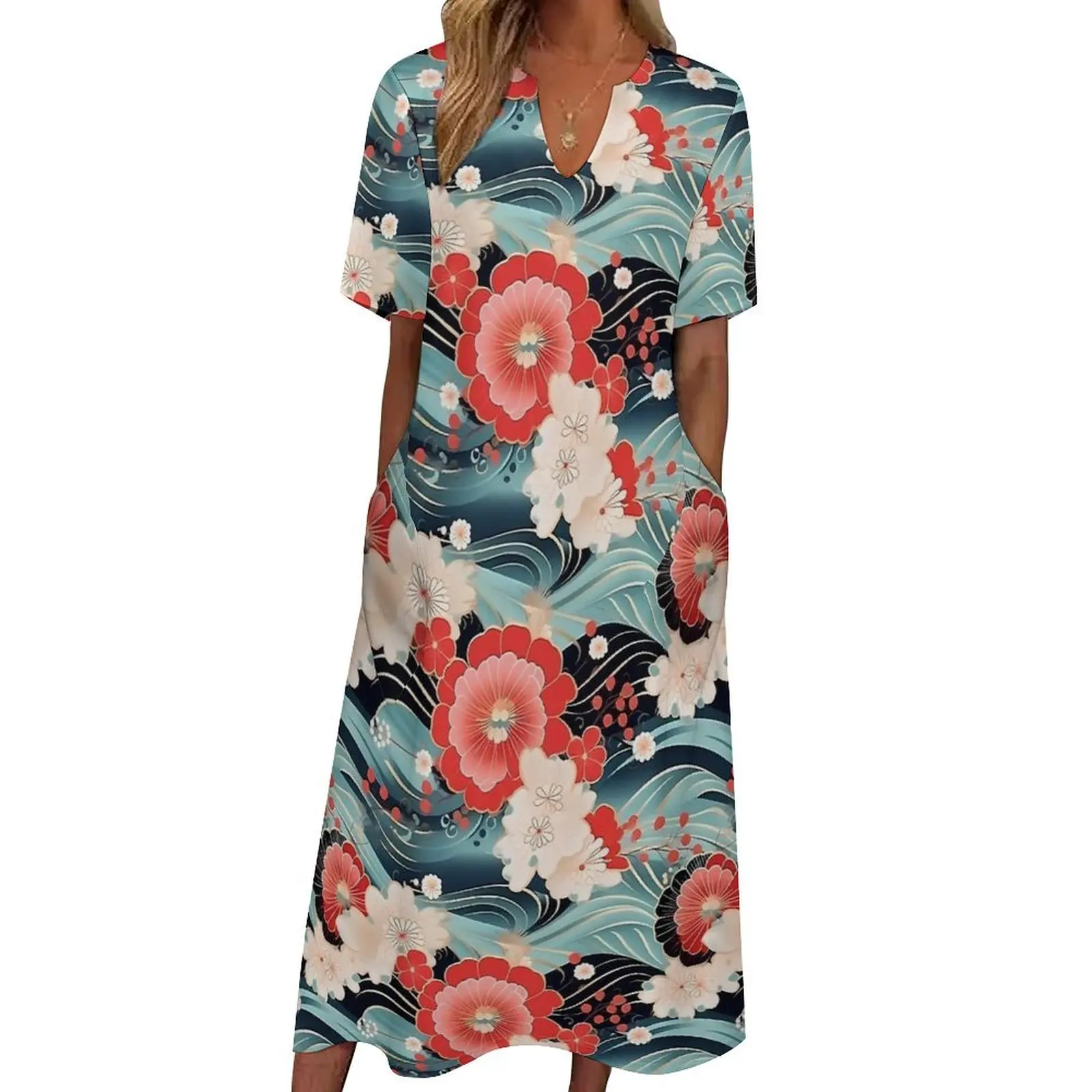 Vestido de arte japonés, patrón de kimono de verano, moda coreana, vestidos largos bohemios de playa, vestido Maxi de fiesta para mujer, Idea de regalo