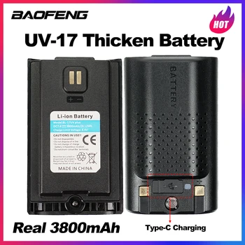 Real 3800mAh Baofeng UV-17 batteria agli ioni di litio aggiornata supporto addensato ricarica di tipo C per Walkie Talkie BF-UV17 UV17Plus Pro Max