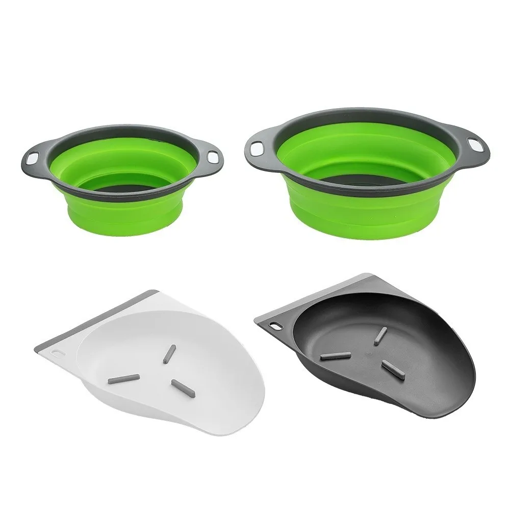 Colador plegable grande PP TPR, diseño anidado, drenaje lateral, colador de alimentos, Base de drenaje de agua sobre fregadero para borde del fregadero de cocina