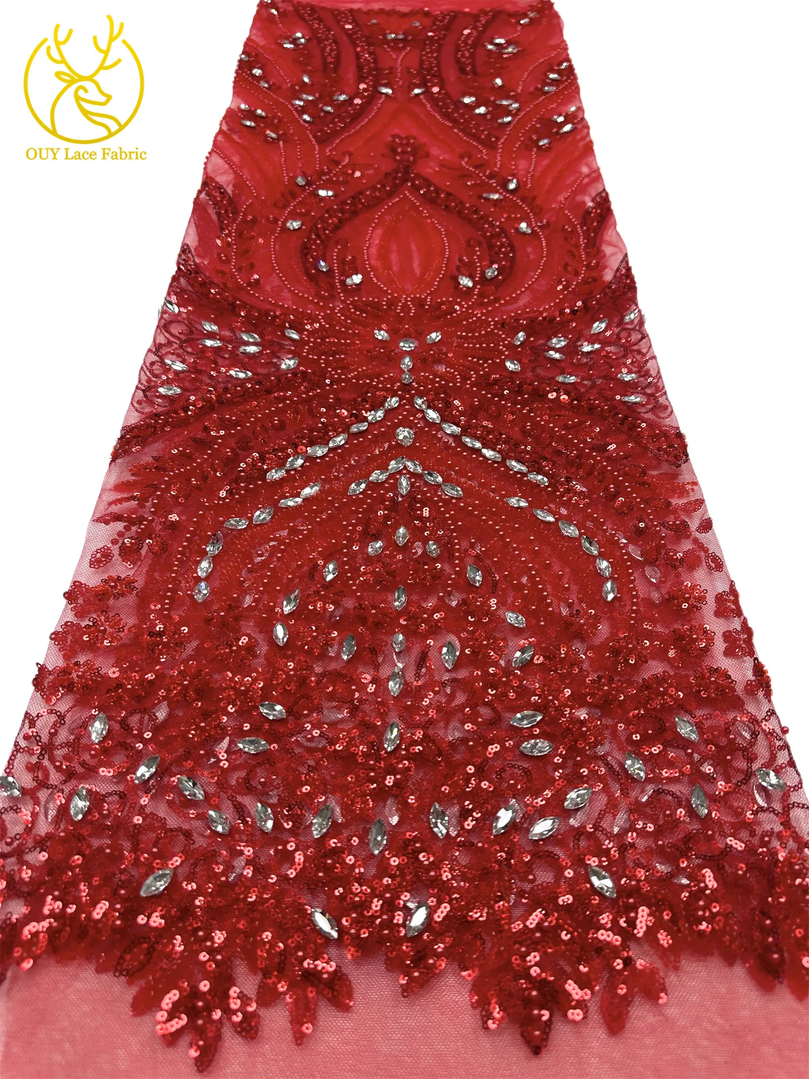 2026 Neues Design Afrikanischer Perlen-Diamant-Spitzenstoff Französischer Nigerianischer Pailletten-Tüll für Damen Partykleid Dekoration Nähen – Detail 30