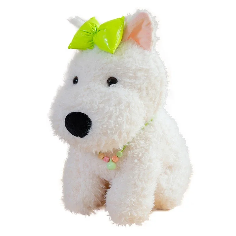 Kawaii Adorable Fluffy Hair White Dog Plush Toys Stuffed Lifelike Doggie Doll Baby Appease Toys Kids Gifts