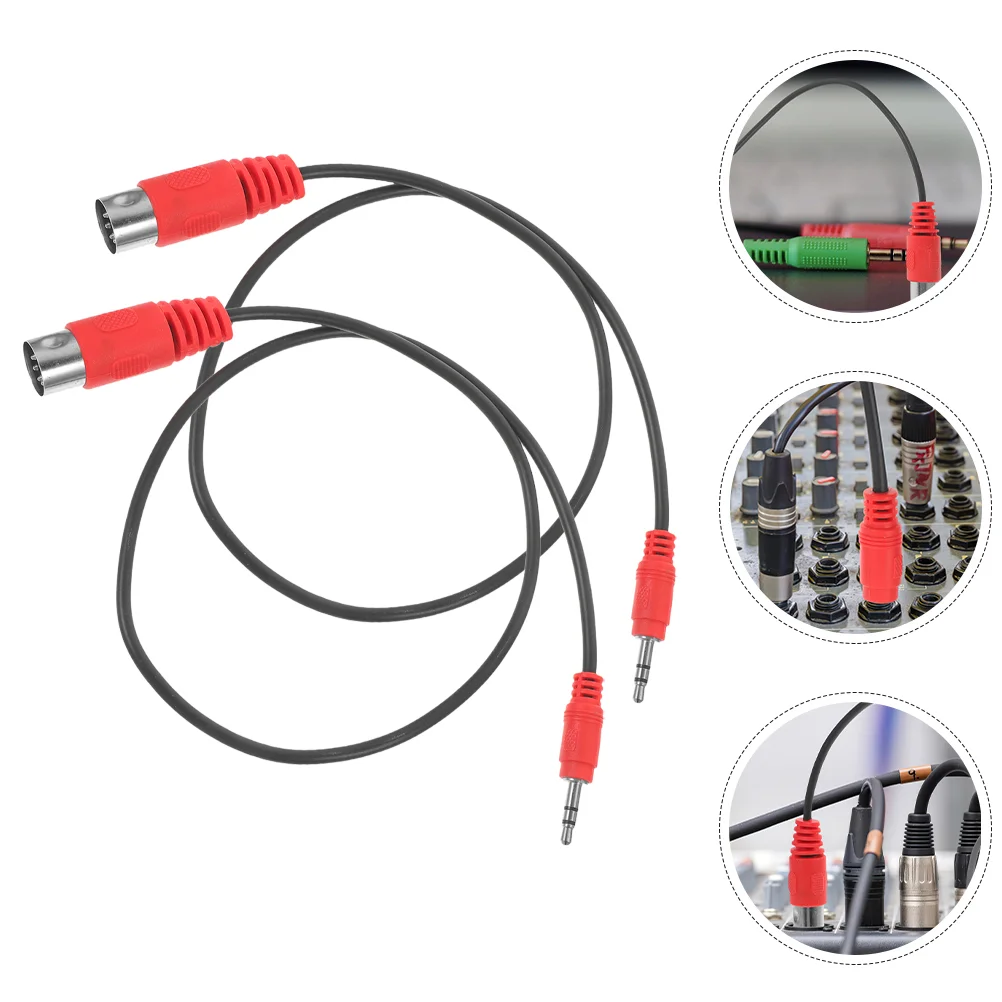 

2 Pcs Audio Adapter Cable 35mm Male to Midi 5-pin Stereo Jack Cord Din Musical Instrument Connecting Guitar