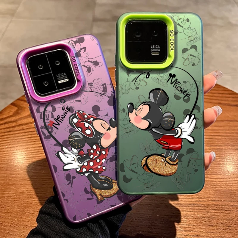 Minnie Mickey Cute For Xiaomi Mi 11 12T 13T Poco F4 F3 X3 X5 C51 C50 M3 M5S Pro Lite 5G Colorful Silver Phone Case