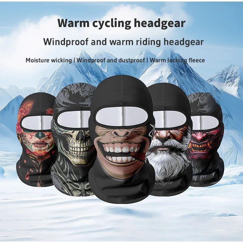 Winter Ski Mask 3D Printed Animal Balaclava Full Face Coverage Warm Windproof Outdoor Sports Cycling Mask Halloween Cosplay Mask