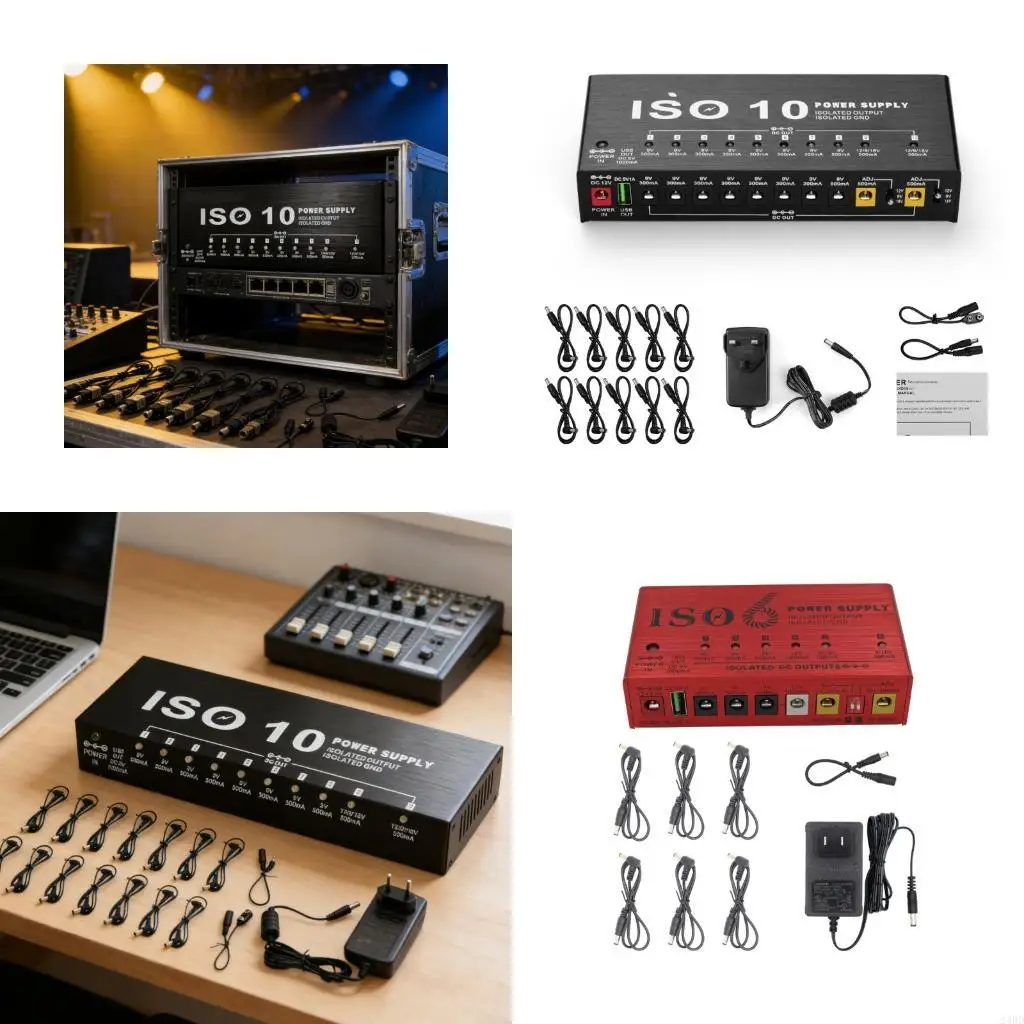 Guitar Effect Pedal Power Supply Station 10 Isolated D C Output 9V 300mA 500mA 24BD