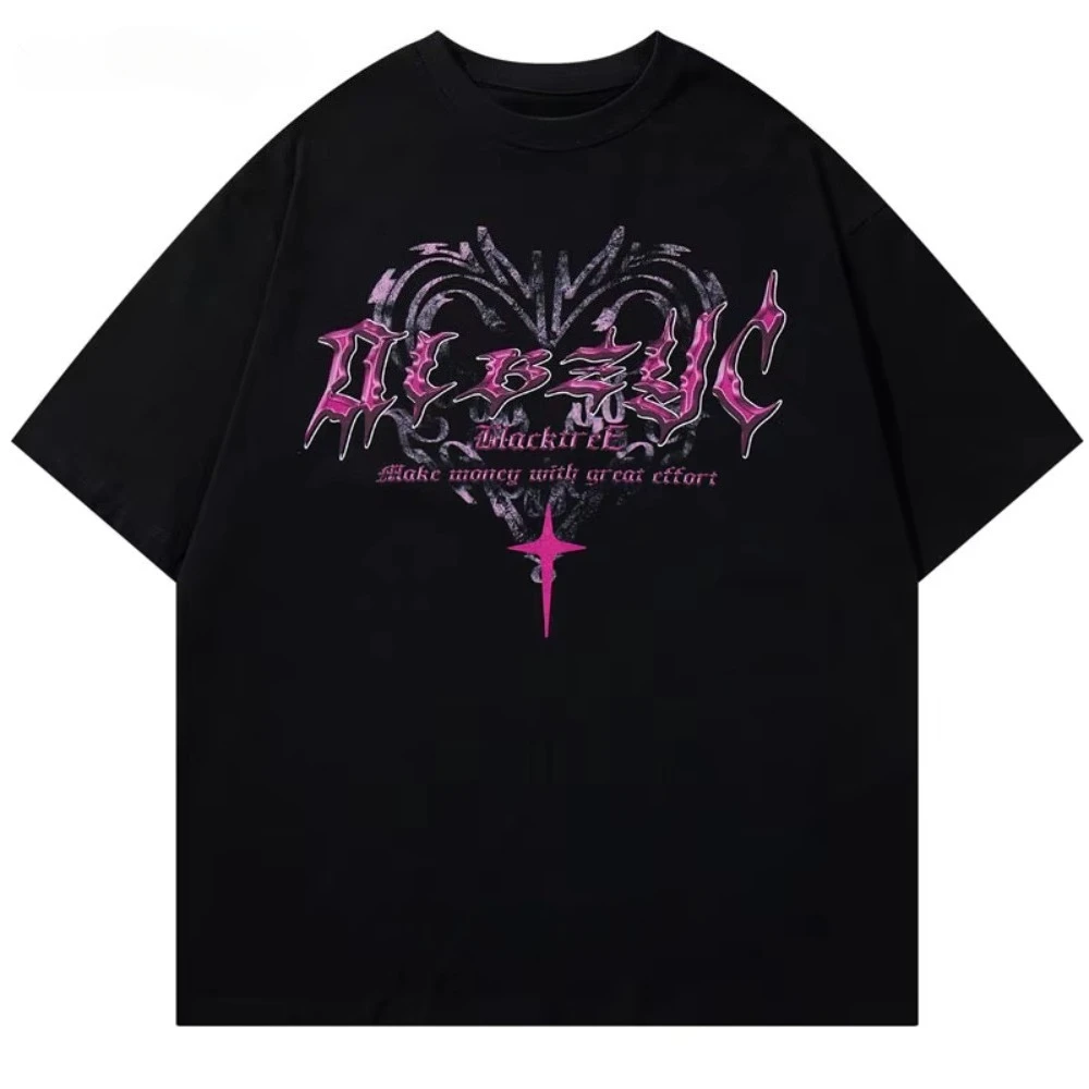 

motorcycle 2025 Hip Hop Men's Y2K Retro Pattern Printed Short Sleeve T-Shirt Street Harajuku Casual Punk Gothic Loose T-Shirt