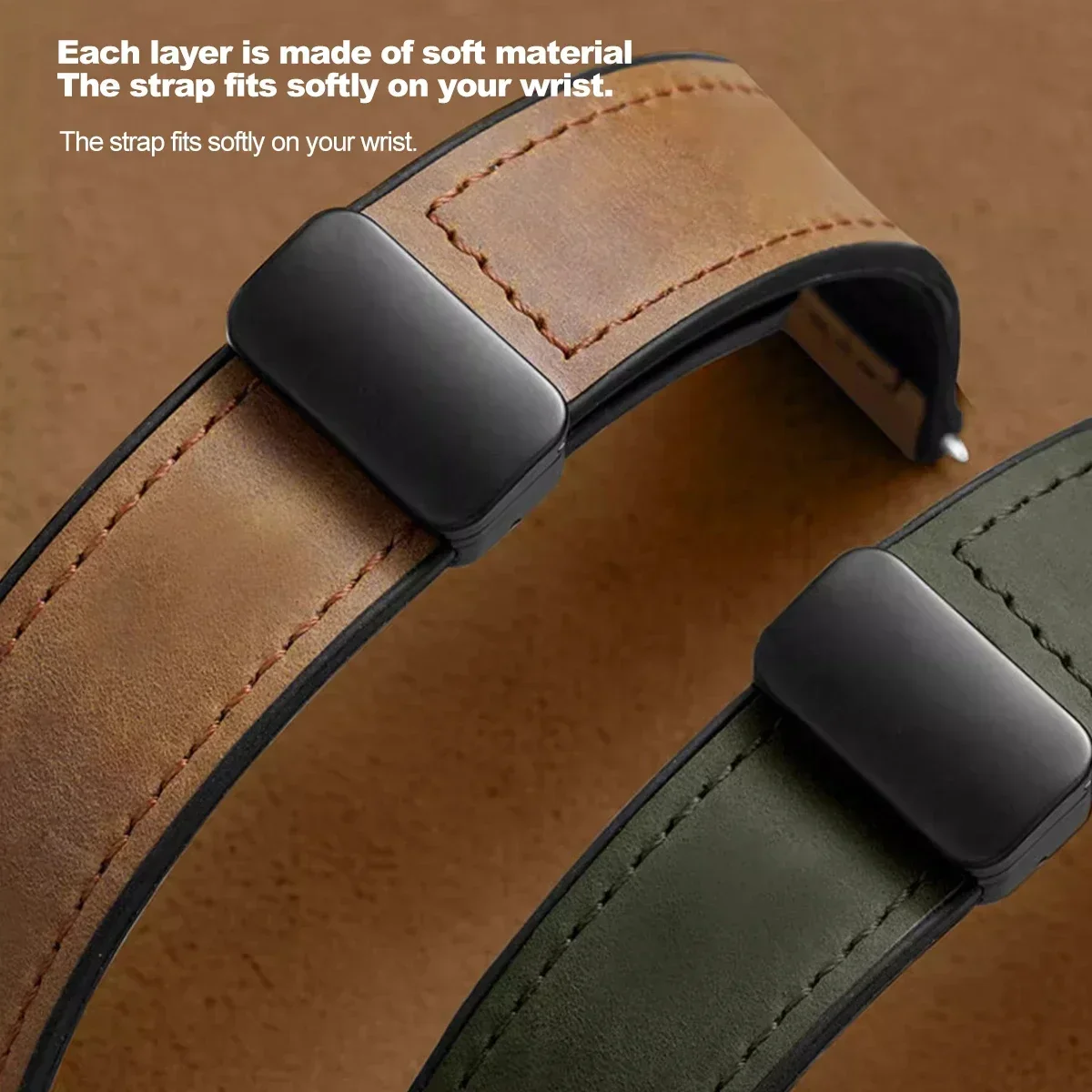 20mm 22mm Leder+Silikon-Armband für Omega X Swatch Joint MoonSwatch Magnetband für Xiaomi Watch S4 S3 S2 S1/Huawei GT3 4 5 6 – Detail 10