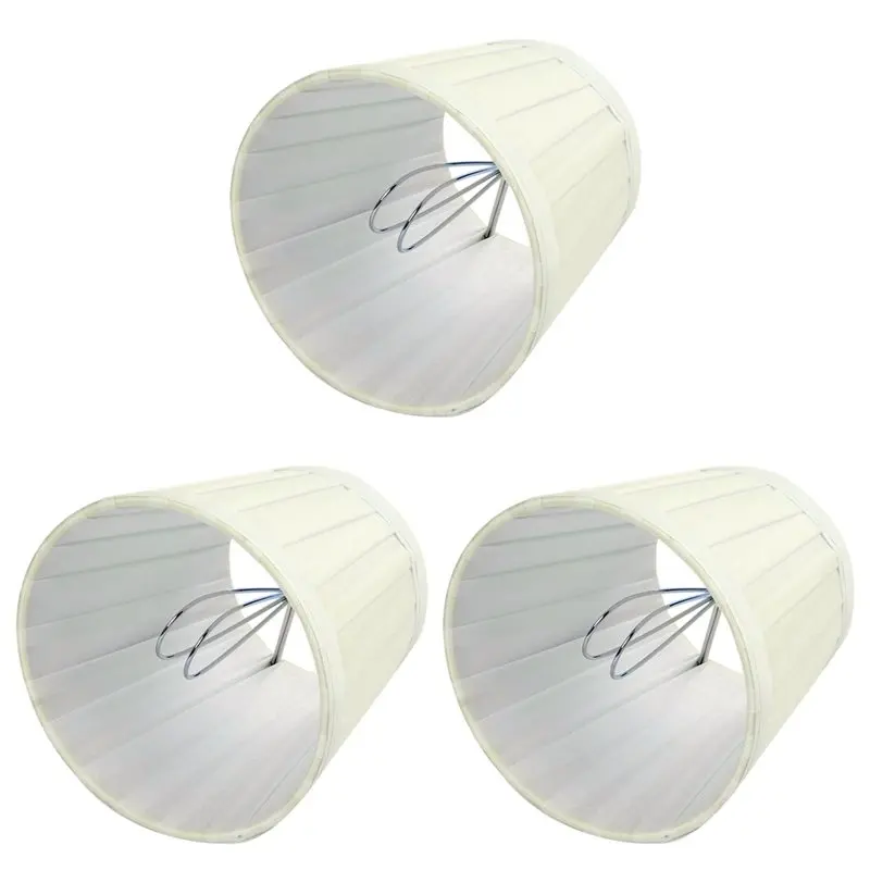 A04G-3X Fabric Chandelier Lampshade Holder Clip On Sconce Beside Bed Lamp Hanging Light, Beige Yellow