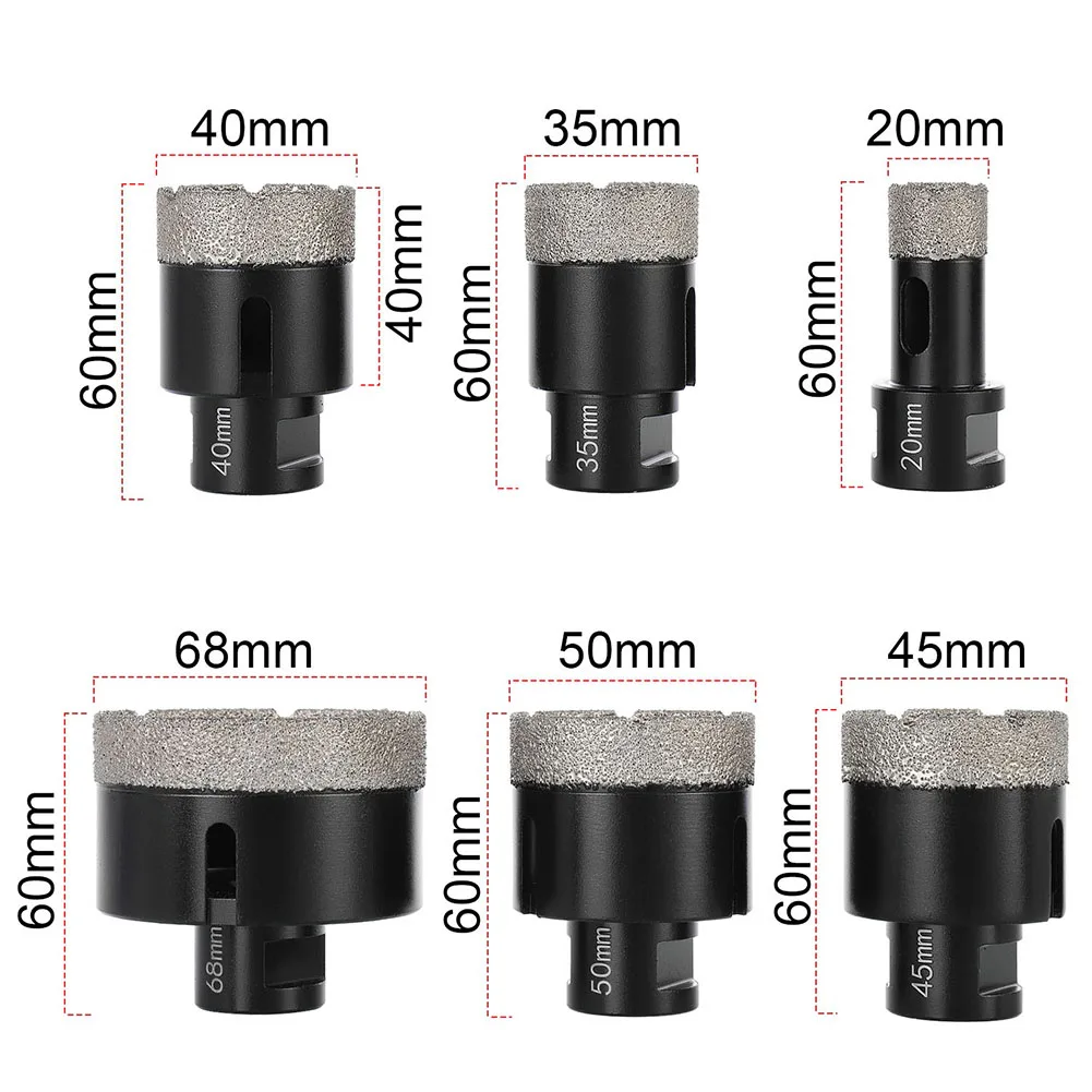 

6pcs Core Drill Bits Hole Saw Kit For Granite Marble Porcelain Tile Stone Brick M14 Angle Grinder Brazing 20-68mm Drill Bits