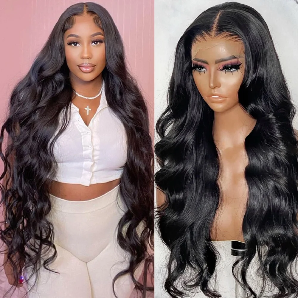 360 HD Lace Frontal Wigs For Women 34 36 Inch Pre Plucked 180 Density Transparent Body Wave Lace Front Wig Human Hair