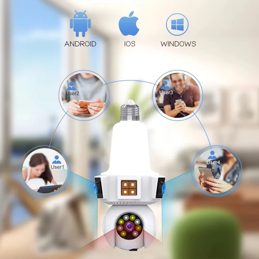 6MP V380Pro Dual Lens E27 Full Color Wireless PTZ IP Dome Camera AI Humanoid Detection Home Security CCTV Baby Monitor