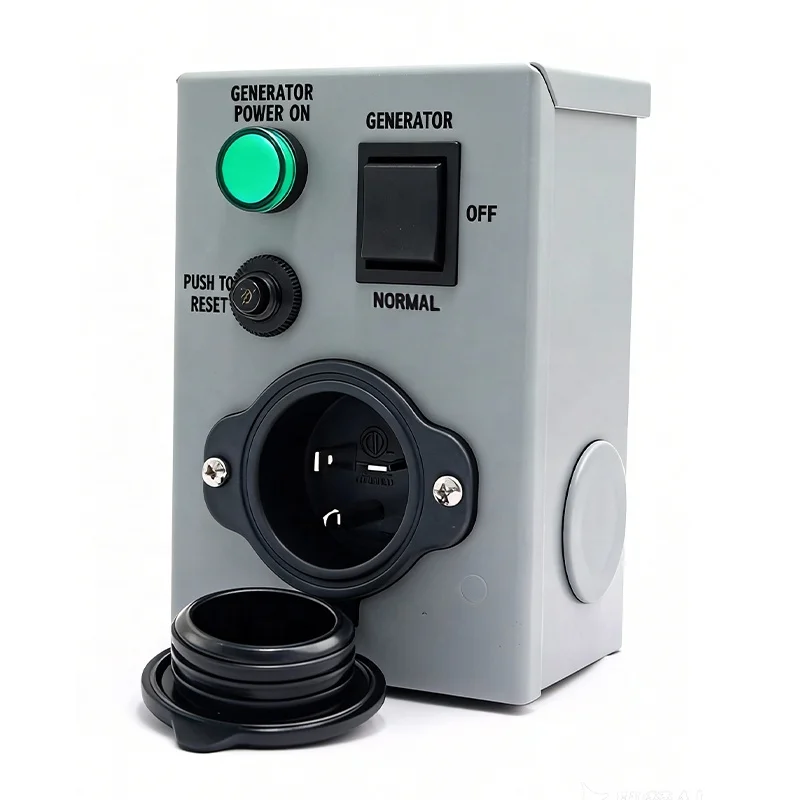 Generator Transfer Switch NEMA 5-20P 20 Amp 125V Power Inlet Box Inlet with Circuit Breaker, Predrilled Manual Transfer Switcher