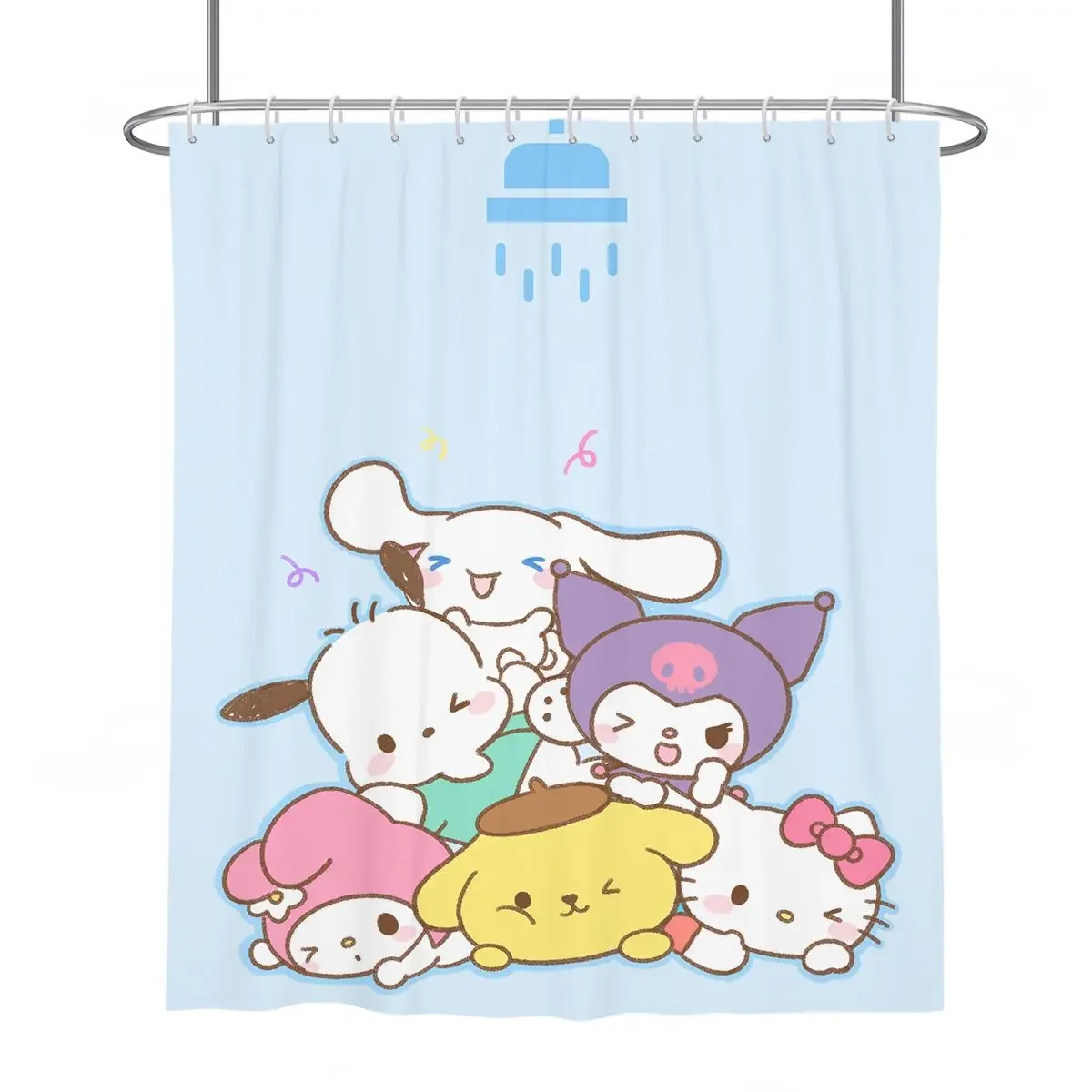 Anime Kawaii Sanrios Cinnamonroll My Melody Kuromi Cartoon Shower Curtain Waterproof Polyester  Bathroom Curtain with Hooks Gift