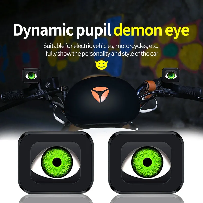 

1PC/2PCS Devil's Eye Modified Fog Lights 6 Modes Dynamic Demon Eye Motorcycle Decorative Lights 3D Retrofit Kits Assembly Screen