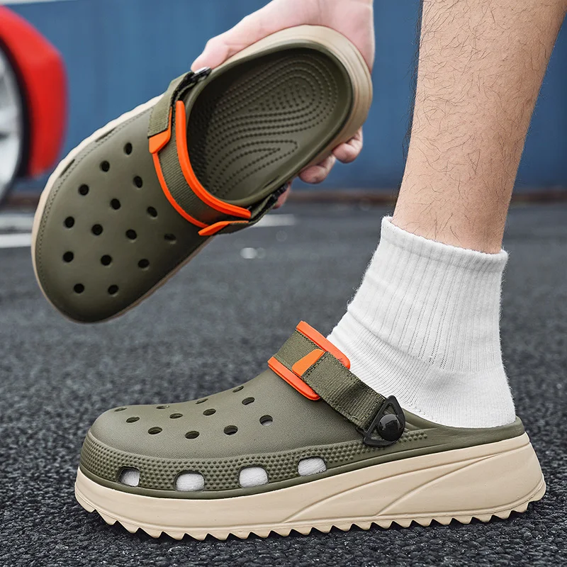 Classic Green Men Beach Sandals Outdoor Platform Designer Slippers Man Fashion Casual Comfortable Lightweight Chunky Men's Clogs