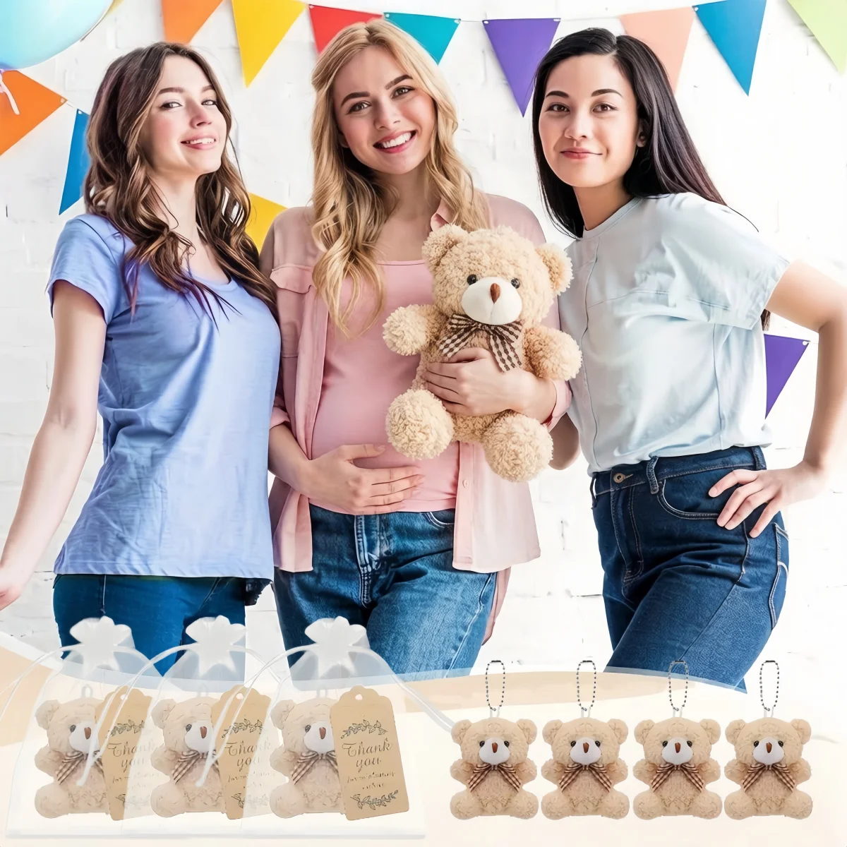 3/9/15/18/24 Stück Mini-Bär-Geschenktüten, elegante Satin-Spitze-Kordelzuggriffe für Geburtstag, Hochzeit, Gastgeschenke – Detail 7