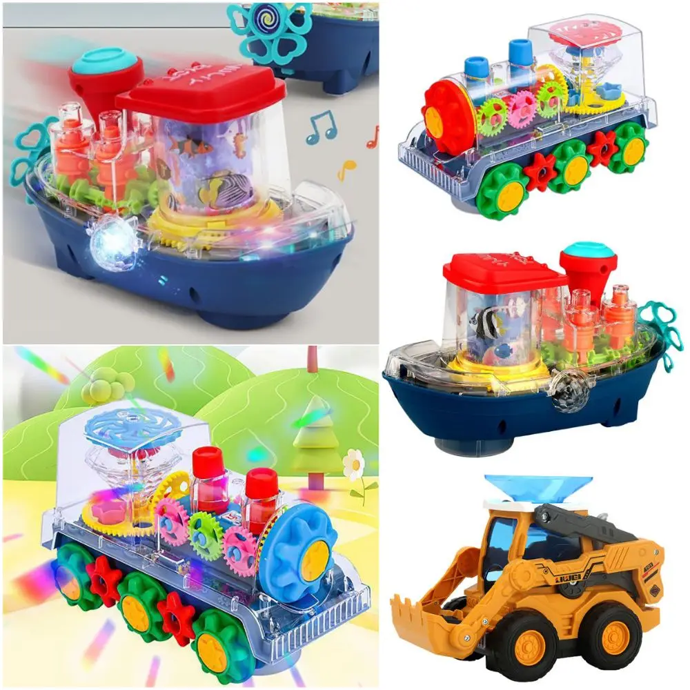 

Creative Transaprent Mechanical Gear Train Multicolor Luminous Funny Engineering Vehicle Movable Colorful Lights Musical for