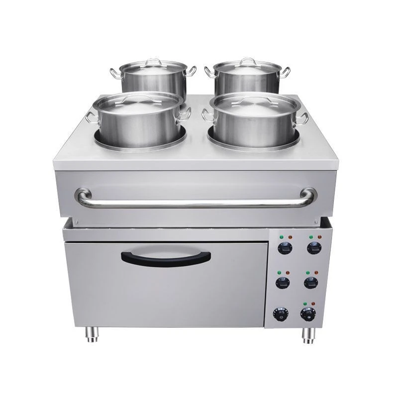 Marine four-head cooking stove with oven, electric frying stove and soup stove integrated kitchen equipment