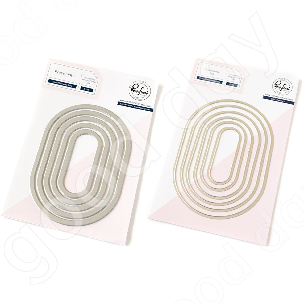 Nested Elongated Oval Metal Cutting Dies and Hot Foil DIY Scrapbooking Holiday Greeting Cards Handmade Album Calendar Decoration