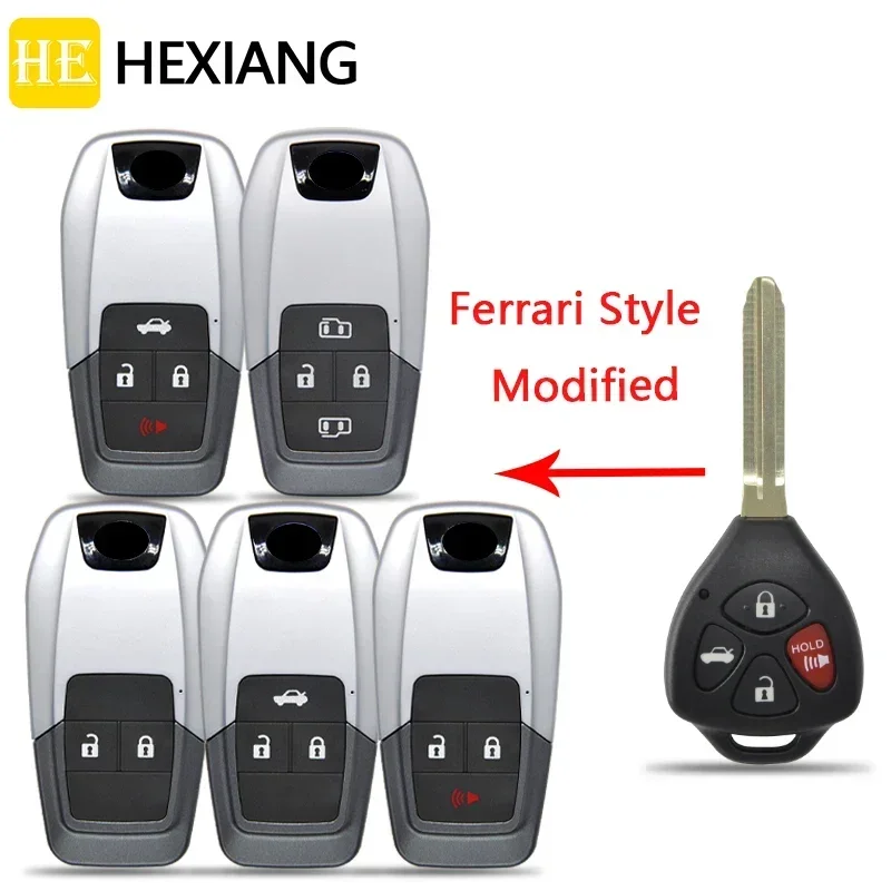 HE Xiang Car Key Shell Case For Toyota Corolla Camry RAV4 Auris Prado Tarago REIZ Crown Avalon Venza Upgrade Ferrari Type Flip