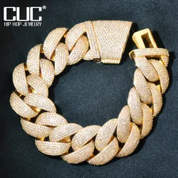 CUC 20mm Miami Cuban Chain Men's Hip Hop Chain Coper Zircon Gold Color Thick Link Copper Charm Fashion Rock Jewelry For Gift