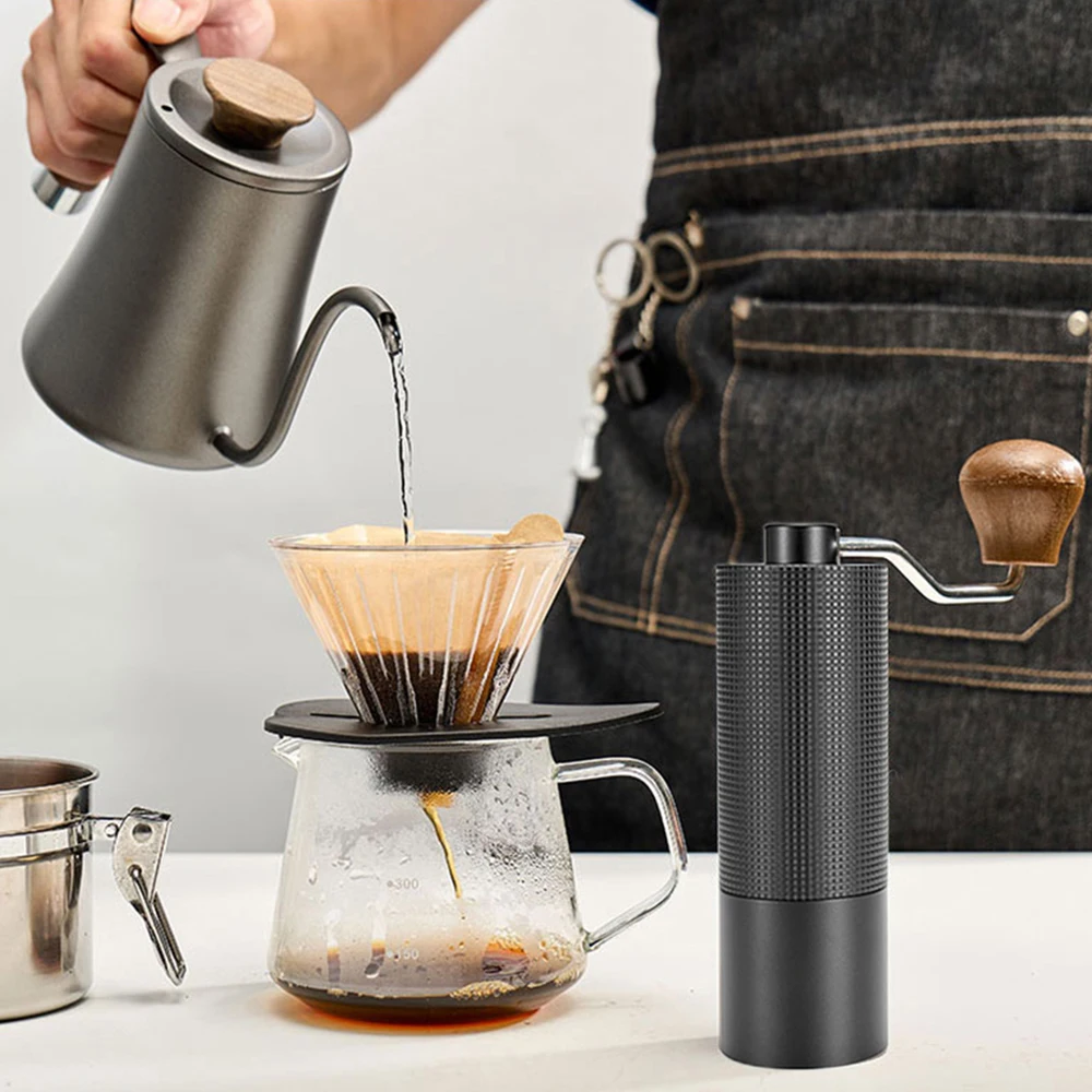 Chestnut Manual Coffee Grinder Burr Inside High Quality Portable Hand Grinder With Double Bearing Positioning