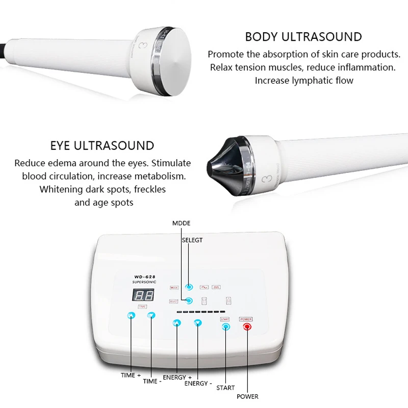 WD628 Ultrasound Machine Ultrasonic Facial Massager Body Eye Face Skin Tigtening Anti Aging Wrinkle Removal Beauty Care Device