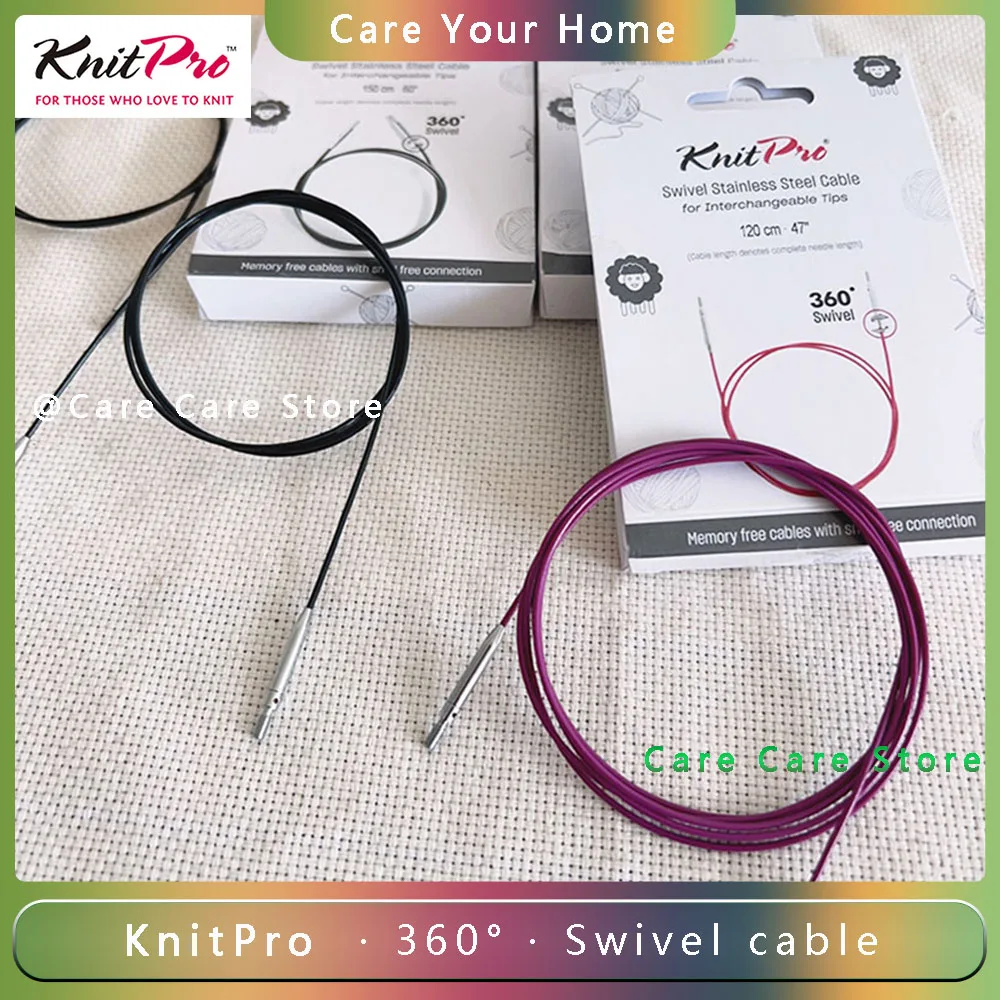 KnitPro 360° Swivel Stainless Steel Interchangeable Knitting Needle Cables Knitting Accessories Spokes Cord Knitting Tools